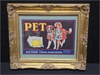 Framed PET Brand Sunkist Crate Label