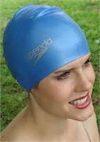 Speedo Silicone Long Hair Cap, One Size, Blue