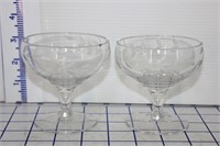 PAIR OF ETCHED GLASS GOBLETS