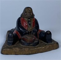 ANTIQUE CAST IRON FIGURAL INKWELL