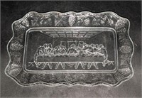 Vintage Lord's Last Supper Glass Tray