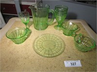Green Glass Set