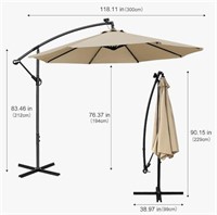 twocorn 10ft Patio Umbrella with Solar LED Offset