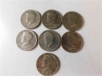 1972 Kennedy half dollars (x4 P) & (X3 D)