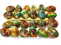 24 Amish Painted Wooden Eggs