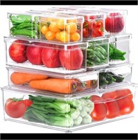 NEW 12-pk Clear Refrigerator Organizer Bins w/