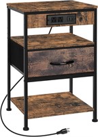 New $60 Nightstand with Charging Station(Brown)