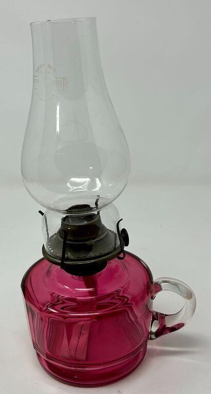 Faceted Cranberry Glass Finger Lamp