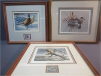 (3) Framed Pictures Duck Pheasant Stamp Prints
