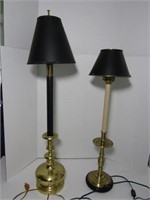 2 Candlestick Lamps--Metal Base--34" Tall and 28"