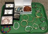 Great tray lot of ladies jewelry and watches.