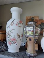 Hand Painted Nippon Vase & Frosted Vase