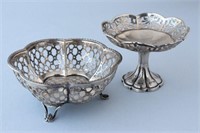 George V Sterling Silver Footed Dish and Pedestal