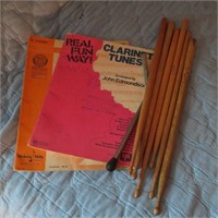 Drum sticks and music books