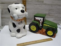 TRACTOR & DOG COOKIE JARS