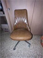 Rolling Office Chair - Brown Leather