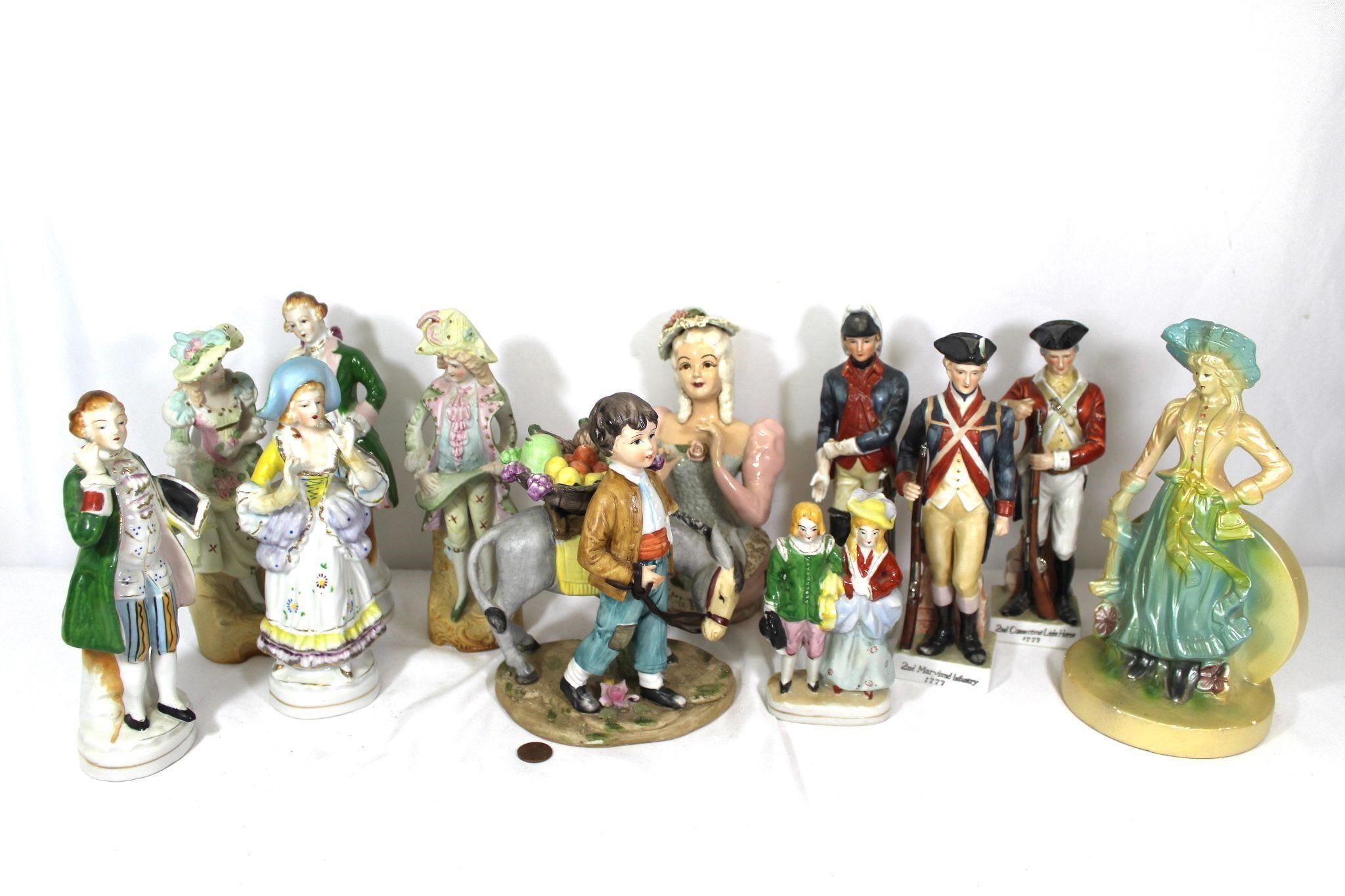 12 Bisque, Chalkware, Occupied Japan Figurines+