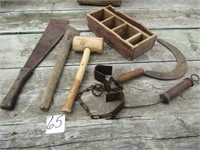 PRIMITIIVE WOOD BOX, TOBACCO CUTTER, PRIMITIVE