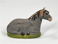 ANTIQUE GERMAN COMPOSITION HORSE IN FIELD FIGURE