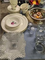 Vintage, China and glassware as shown