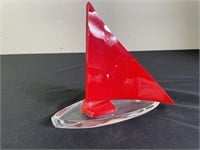 MCM Red & Clear Lucite Sail Boat