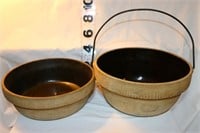 2 Stoneware Crock Bowls