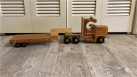 Wooden truck & trailer. 26 1/2” long,