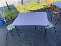 VINTAGE CARD TABLE & 4 CHAIRS