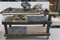 Table saw with extra large table on wheels 3/4 hp