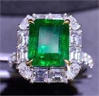 3ct natural emerald ring in 18K gold