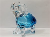 Art Glass Elephant Gorgeous blue and Clear