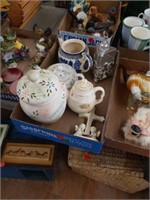 TEA POTS, SOAP DISPENSER,  CERAMIC CROSS, POTTERY