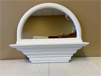 Curve topped mirror shelf with plate lip