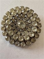 LARGE ROUND VTG RHINESTONE BROOCH