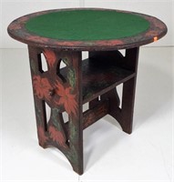 Hutch Bench Game Table, felt top is 29" dia,