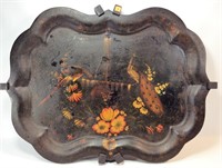 Tole Tray, Chippendale style, pheasant & peacock