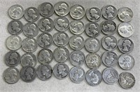 40 Washington Silver Quarters US Coin Lot