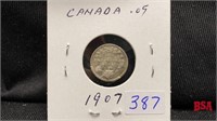 1907 Canadian small nickel