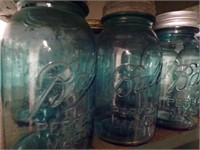 BLUE BALL GLASS JARS