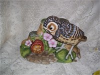 LARGE OWL AND MOUSE FIGURINE