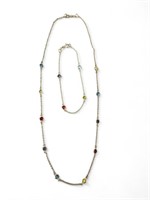 Multi Gemstone Marked 925 Necklace & Bracelet Set