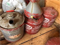3 lg. metal gas cans & metal funnel
