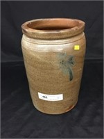 Stoneware Crock with Blue Slip Decoration