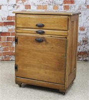A 19th C. Pine Kitchen Cabinet w/embossed iron
