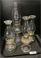 4 Glass Oil Lamps.