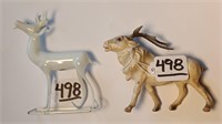 . 4" x 5" Vintage Reindeer Figures. Mercury Glass.