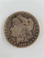 1893 S Morgan Silver dollar, grades around AG4