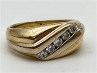 Vtg Men's 14K Gold & Diamond Ring 14.6 Grams