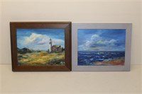 Signed Oil on Canvas "Lighthouse and "Sea Scape"