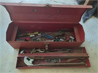 Red metal toolbox w tools